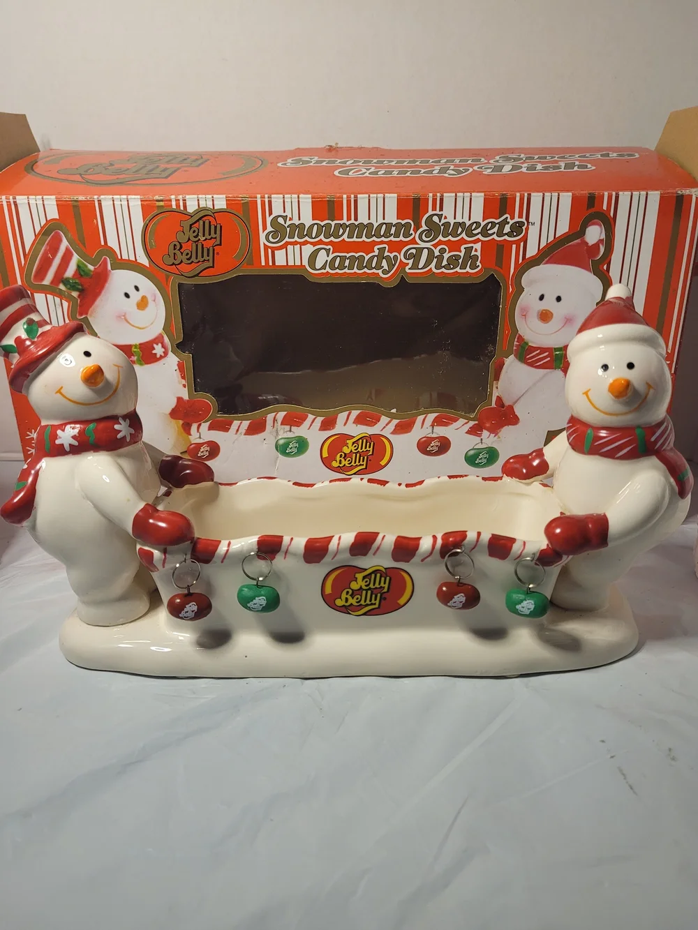 2007 Jelly Belly Snowman Sweets Christmas Candy Dish (Z)